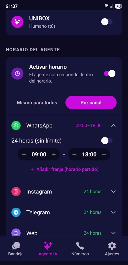 UNIBOX en el móvil