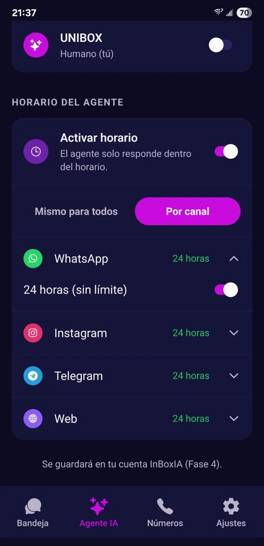 UNIBOX en el móvil