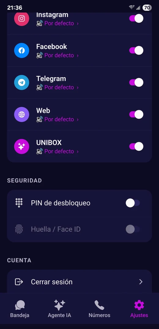 UNIBOX en el móvil